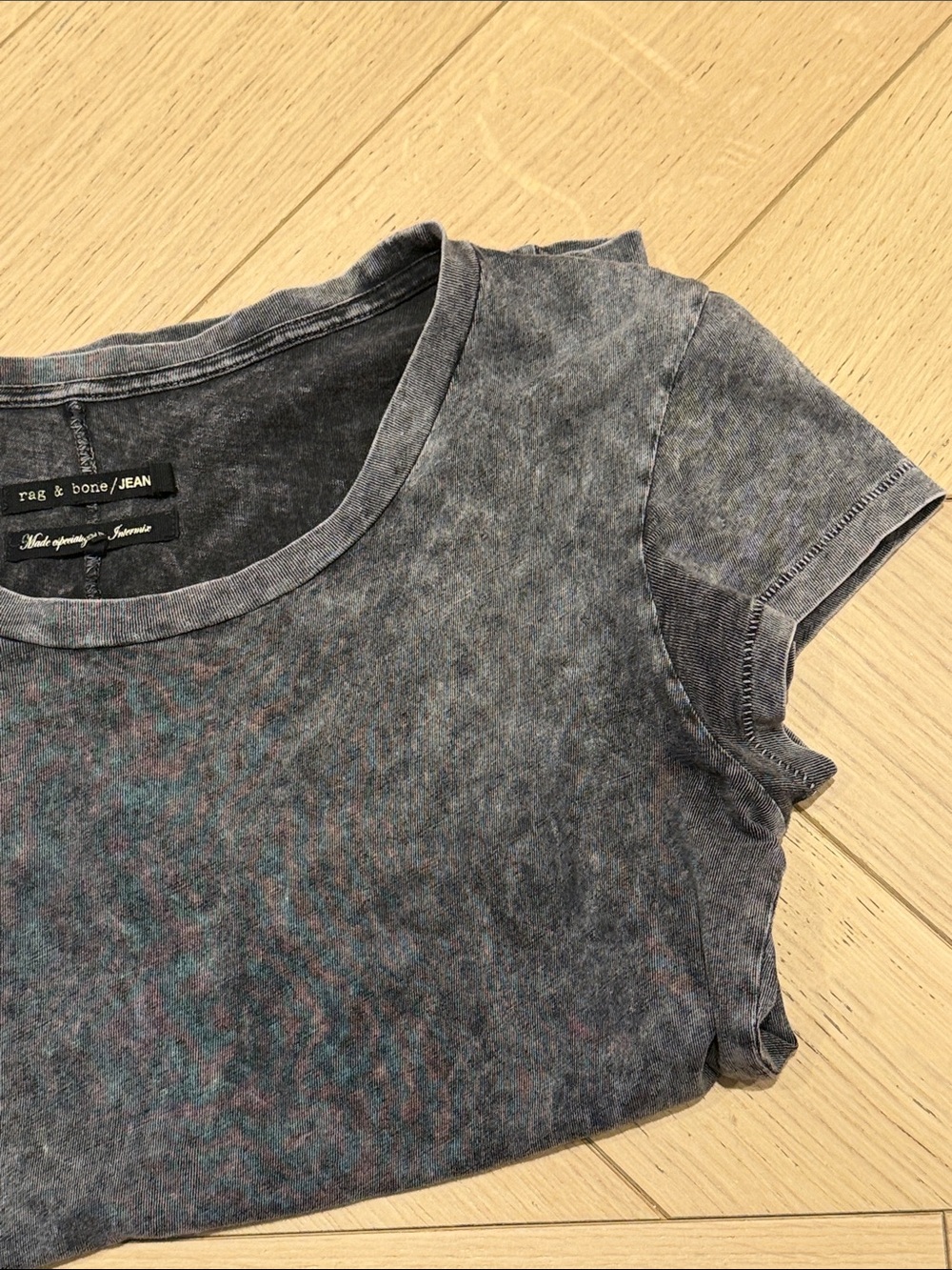rag & bone Women's Short Sleeve Mineral Wash Tee - Charcoal Gray - Picture 5 of 5